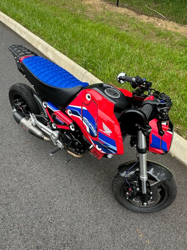 2022 - 2026 BLUE RECARO Honda Grom Seat Cover Padded Tuck and Roll MSX125