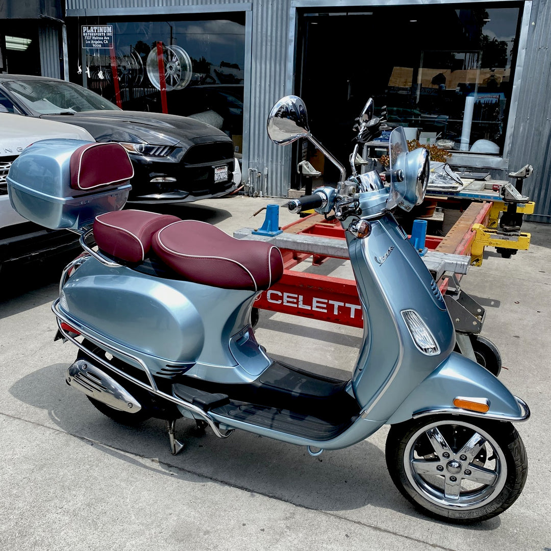 Vespa LXV Matte Merlot Burgundy with Piping