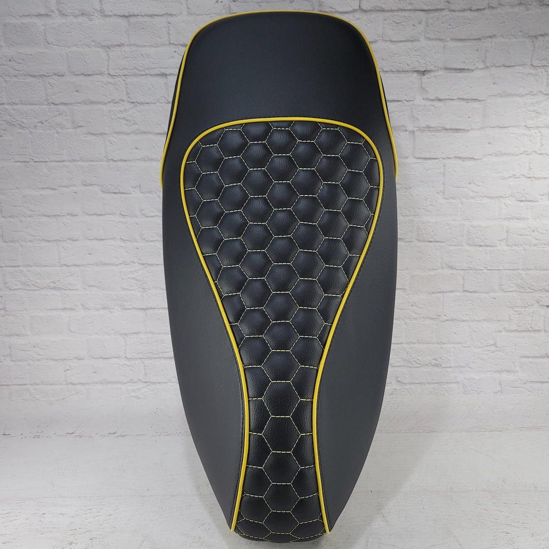 Vespa GTS 250 / 300 HEXAGON / Honeycomb with piping Seat Cover Handmade in the USA