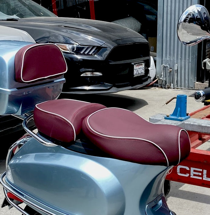 Vespa LXV Matte Merlot Burgundy with Piping