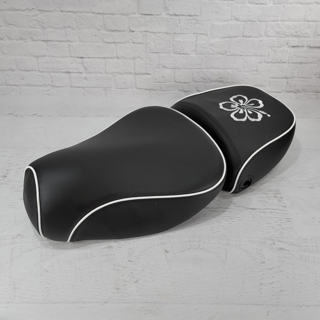 Vespa LXV  Matte Black Seat Cover with hibiscus flower