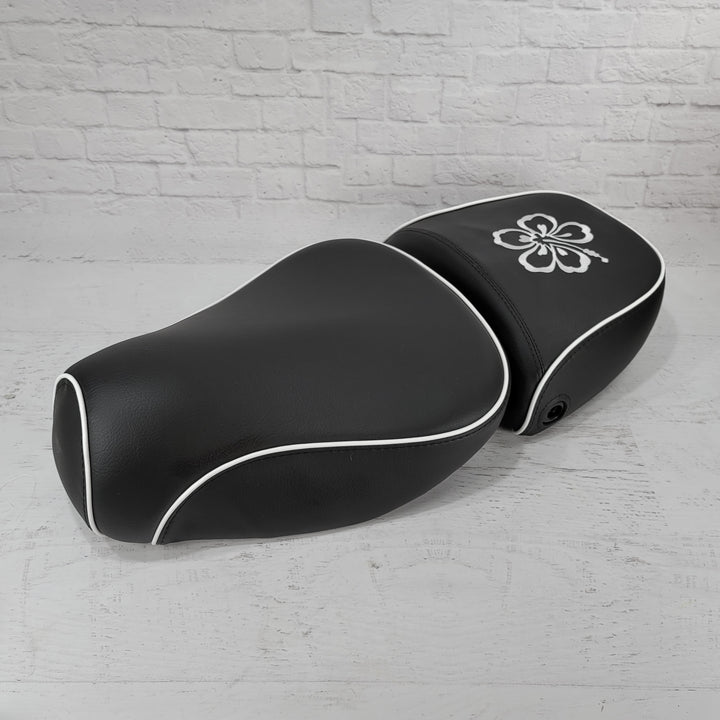 Vespa LXV  Matte Black Seat Cover with hibiscus flower
