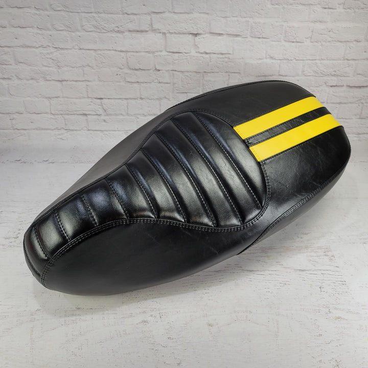 Vespa Sprint / Primavera Seat Cover Satin Black with Dual Racing Stripes