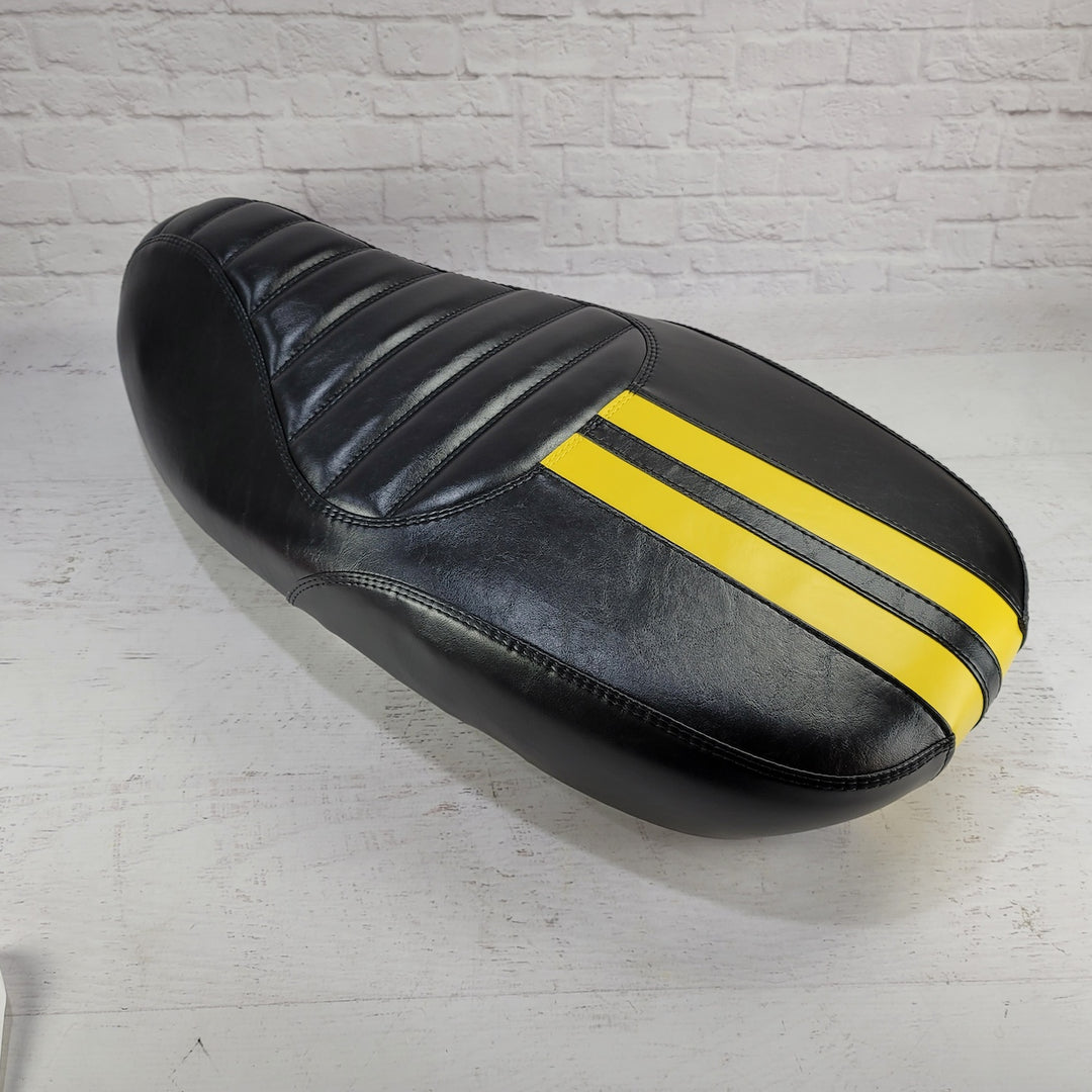 Vespa Sprint / Primavera Seat Cover Satin Black with Dual Racing Stripes
