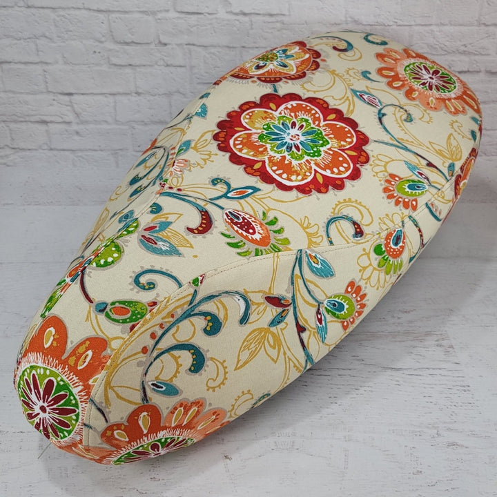 READY TO SHIP!  Vespa Sprint / Primavera Ecru with Floral SEAT COVER - Beat The Heat!!