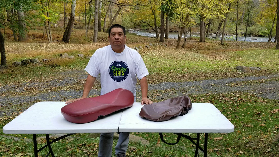 READY TO SHIP!  Vespa Sprint / Primavera Distressed Whiskey Seat Cover